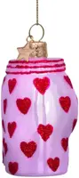 Vondels glazen kerstbal boxershort hartjes 7.5cm roze - afbeelding 3