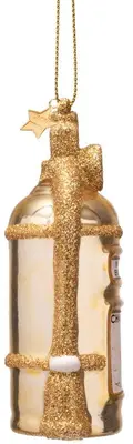 Vondels glazen kerstbal brandblusser 'in case of emergancy champagne' 9.5cm goud - afbeelding 2