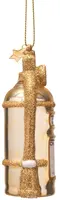 Vondels glazen kerstbal brandblusser 'in case of emergancy champagne' 9.5cm goud - afbeelding 2