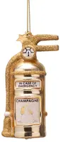 Vondels glazen kerstbal brandblusser 'in case of emergancy champagne' 9.5cm goud - afbeelding 1