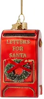 Vondels glazen kerstbal brievenbus van de kerstman 8cm rood - afbeelding 1