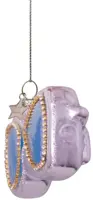 Vondels glazen kerstbal bril 8.5cm zilver - afbeelding 4