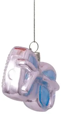 Vondels glazen kerstbal bril 8.5cm zilver - afbeelding 3