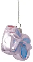 Vondels glazen kerstbal bril 8.5cm zilver - afbeelding 3