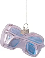 Vondels glazen kerstbal bril 8.5cm zilver - afbeelding 2