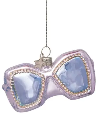 Vondels glazen kerstbal bril 8.5cm zilver - afbeelding 1