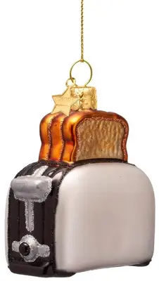 Vondels glazen kerstbal broodrooster 8cm multi - afbeelding 1