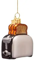 Vondels glazen kerstbal broodrooster 8cm multi - afbeelding 1