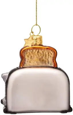 Vondels glazen kerstbal broodrooster 8cm multi - afbeelding 3
