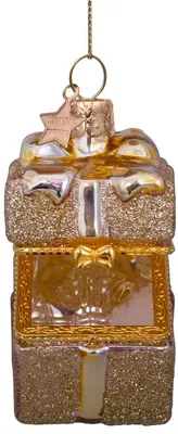 Vondels glazen kerstbal cadeautje met opening 5.5cm goud  - afbeelding 3