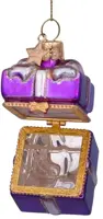 Vondels glazen kerstbal cadeautje met opening 5.5cm paars - afbeelding 4