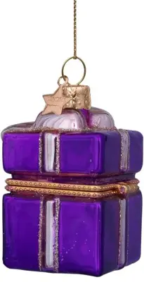 Vondels glazen kerstbal cadeautje met opening 5.5cm paars - afbeelding 5