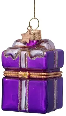 Vondels glazen kerstbal cadeautje met opening 5.5cm paars - afbeelding 3