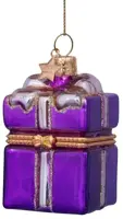 Vondels glazen kerstbal cadeautje met opening 5.5cm paars - afbeelding 3