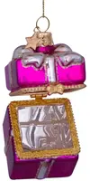 Vondels glazen kerstbal cadeautje met opening 5.5cm roze  - afbeelding 2