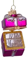 Vondels glazen kerstbal cadeautje met opening 5.5cm roze - afbeelding 2