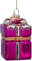 Vondels glazen kerstbal cadeautje met opening 5.5cm roze - afbeelding 1