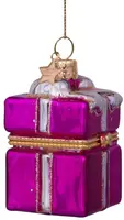 Vondels glazen kerstbal cadeautje met opening 5.5cm roze  - afbeelding 4