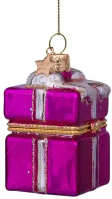 Vondels glazen kerstbal cadeautje met opening 5.5cm roze - afbeelding 4