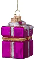 Vondels glazen kerstbal cadeautje met opening 5.5cm roze - afbeelding 4