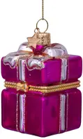 Vondels glazen kerstbal cadeautje met opening 5.5cm roze  - afbeelding 3