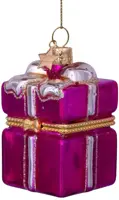 Vondels glazen kerstbal cadeautje met opening 5.5cm roze - afbeelding 3