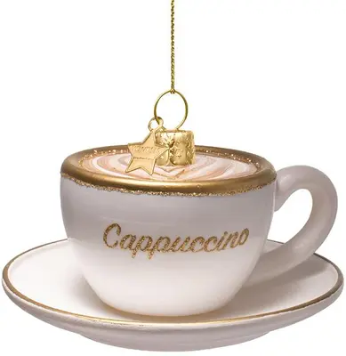 Vondels glazen kerstbal cappuccino 5cm wit - afbeelding 1