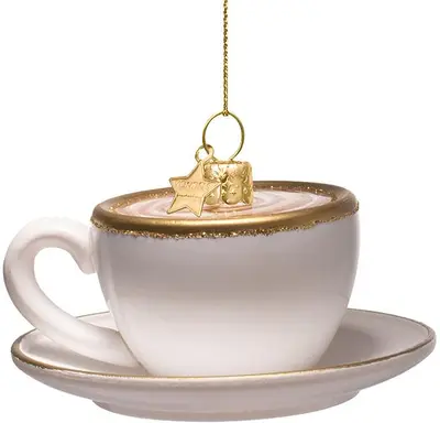 Vondels glazen kerstbal cappuccino 5cm wit - afbeelding 3