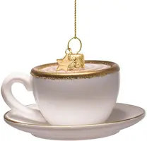 Vondels glazen kerstbal cappuccino 5cm wit - afbeelding 3