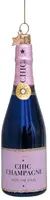 Vondels glazen kerstbal champagnefles 14cm roze - afbeelding 4
