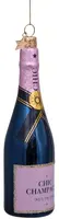 Vondels glazen kerstbal champagnefles 14cm roze - afbeelding 3
