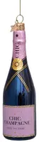 Vondels glazen kerstbal champagnefles 14cm roze - afbeelding 1