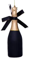 Vondels glazen kerstbal champagnefles 16cm zwart  - afbeelding 3