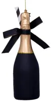 Vondels glazen kerstbal champagnefles 16cm zwart - afbeelding 3