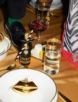 Vondels glazen kerstbal champagnefles 16cm zwart - afbeelding 5