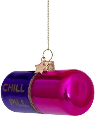 Vondels glazen kerstbal chill pil 4cm paars, roze  - afbeelding 3