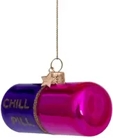 Vondels glazen kerstbal chill pil 4cm paars, roze  - afbeelding 3