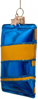 Vondels glazen kerstbal chips paprika 9cm blauw  - afbeelding 2