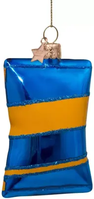 Vondels glazen kerstbal chips paprika 9cm blauw - afbeelding 3