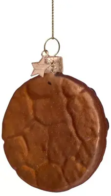 Vondels glazen kerstbal chocoladekoekje 8.5cm bruin - afbeelding 2