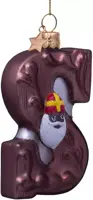 Vondels glazen kerstbal chocoladeletter sinterklaas 9.5cm bruin - afbeelding 2