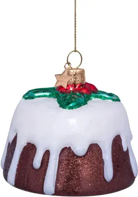 Vondels glazen kerstbal christmas pudding 6cm multi - afbeelding 2