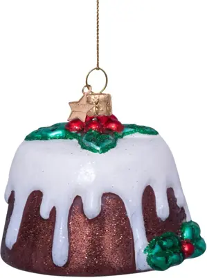Vondels glazen kerstbal christmas pudding 6cm multi - afbeelding 3