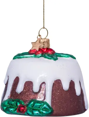 Vondels glazen kerstbal christmas pudding 6cm multi - afbeelding 1