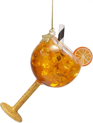 Vondels glazen kerstbal cocktail orange spritz 11cm transparant, oranje - afbeelding 2