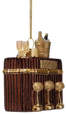 Vondels glazen kerstbal cocktailbar 8cm bruin - afbeelding 2