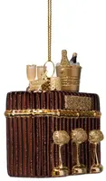 Vondels glazen kerstbal cocktailbar 8cm bruin - afbeelding 2