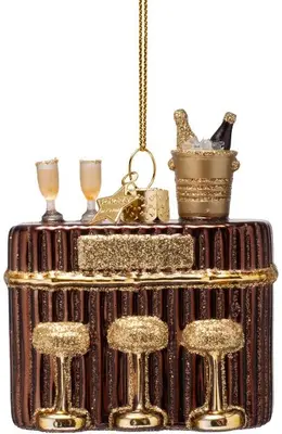 Vondels glazen kerstbal cocktailbar 8cm bruin - afbeelding 1