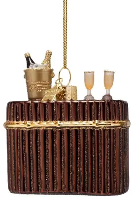 Vondels glazen kerstbal cocktailbar 8cm bruin - afbeelding 3