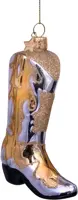 Vondels glazen kerstbal cowboy laars 11.5cm zilver, goud - afbeelding 2